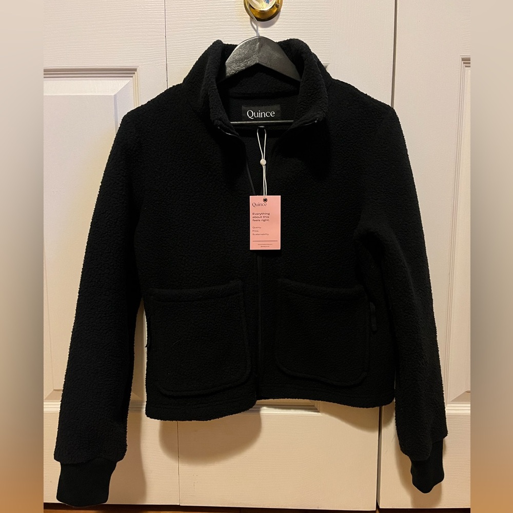 NWT, Quince Black Sherpa Jacket, XS